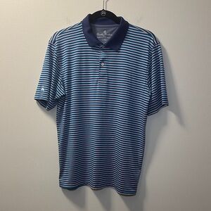 Brooks Brothers Men’s Blue/Pink Stripe Fleece Performance Series Polo Sz XL